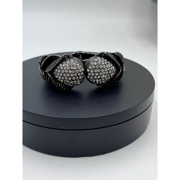 Princess Amanda Borghese Clear Rhinestone Black Clamper Bracelet Bangle - Picture 2 of 11